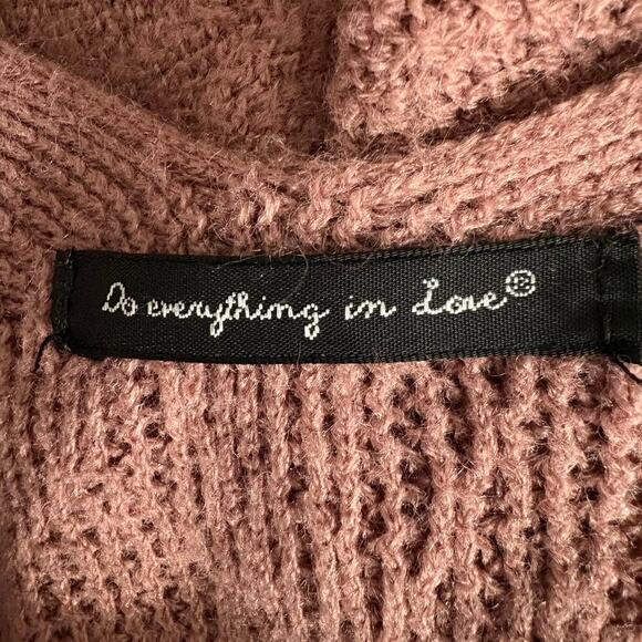 Do Everything in Love Pink Fringe Knit Poncho Shawl Boho Open Front One Size - Picture 5 of 8